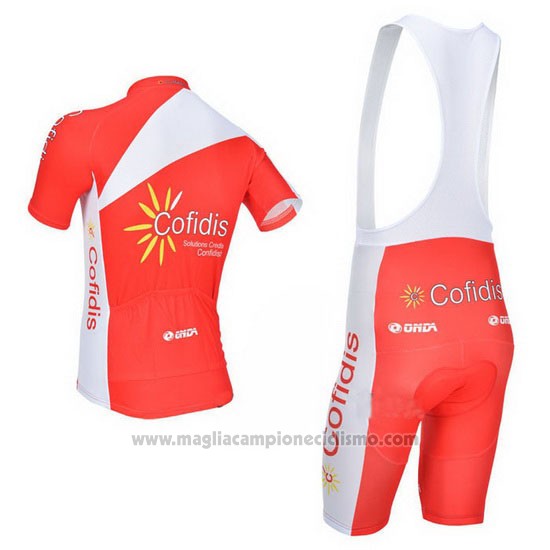2013 Abbigliamento Ciclismo Cofidis Rosso Manica Corta e Salopette